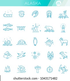 Thin line Arctic icons set, North Pole outline logos vector illustration