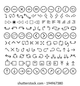 thin line arrow icons set 