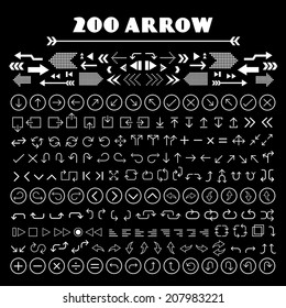 thin line arrow icons set