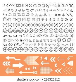 thin line arrow icons set 