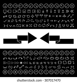 thin line arrow icons set 