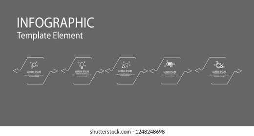thin line arrow infographic template element