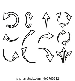 thin line arrows icon set