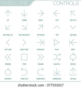 Thin line arrows vector interface design icon set