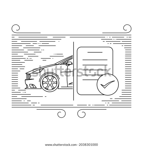 Thin line art automobile service\
illustration. White\
Background.