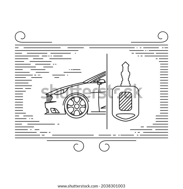 Thin line art automobile service\
illustration. White\
Background.