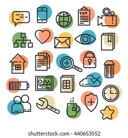 Thin line art icons collection flat trendy web office icons.