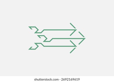 Thin Line Art Logo mit drei Pfeiltasten 