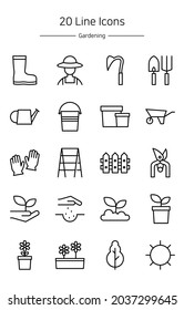 Thin line autumn icons set.