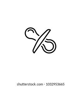 Thin line baby icon. Pacifier, dummy nipple soother.