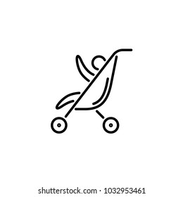Thin line baby icon Stroller carriage