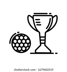 bola de línea delgada e icono de copa
