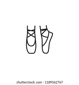 thin line ballet shoes icon on white background