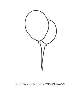 Thin line balloon icon. Valentines day concept, recreation, leisure park items, festival, toys and party. Isolated on white background. Vector illustration of logo design modern trend linear style