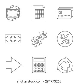 Thin Line Banking and Finance Web Icons Set