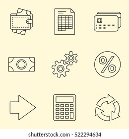 Thin Line Banking and Finance Web Icons Set