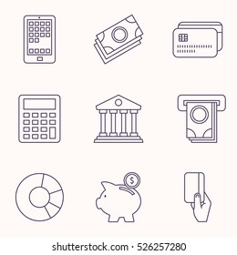 Thin Line Banking and Finance Web Icons Set