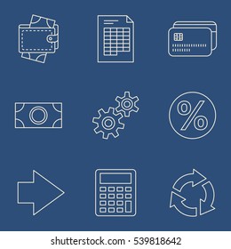 Thin Line Banking and Finance Web Icons Set