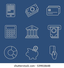 Thin Line Banking and Finance Web Icons Set