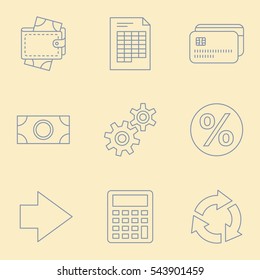 Thin Line Banking and Finance Web Icons Set