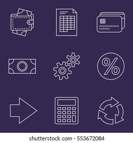 Thin Line Banking and Finance Web Icons Set