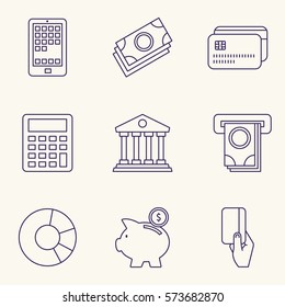 Thin Line Banking and Finance Web Icons Set