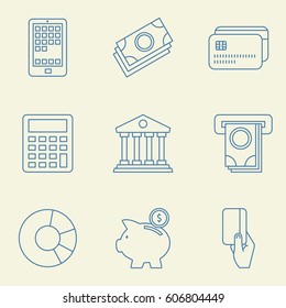 Thin Line Banking and Finance Web Icons Set