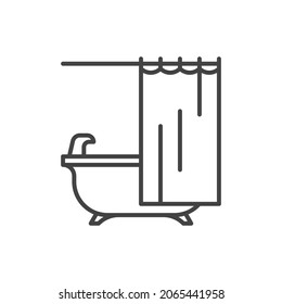 Thin line bathub icon. Bathtub bath icon vector button logo symbol concept. Thin line bathub icon. Bathub and Shower Icon Vector.