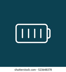 thin line battery icon on blue background