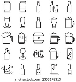 thin line beer icon for web and mobile, modern minimalistic flat design.