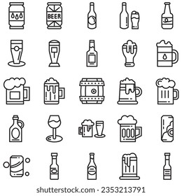 thin line beer icon for web and mobile, modern minimalistic flat design.