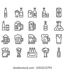 thin line beer icon for web and mobile, modern minimalistic flat design.