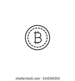 thin line bitcoin icon on white background