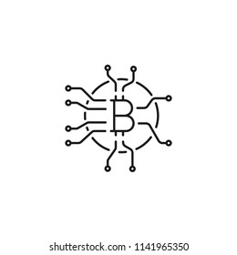 thin line bitcoin illustration on white background