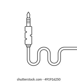 Conector de audio negro de línea delgada. Concepto de interfaz de botón de oído. Ilustración vectorial de Diseño gráfico de logotipo moderno de tendencia de estilo plano sobre fondo blanco
