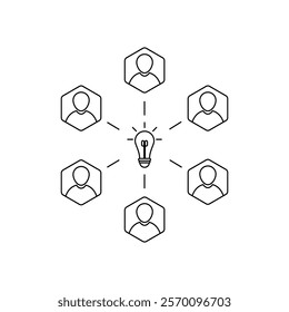 thin line black bulb like brainstorming icon. flat linear trend modern logotype graphic lineart design isolated on white background. metaphor of e-learning or startup and approach in problem solving