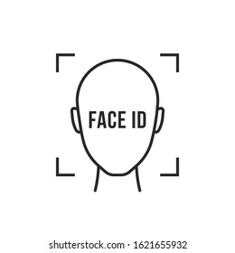 thin line black face id simple icon. flat lineart style modern stroke minimal logotype graphic art design isolated on white background. concept of easy access to device and faceid for unlock phone