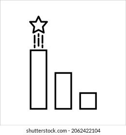 thin line black logo like simple star up. concept of company growth prediction or personal mission on white background color editable
