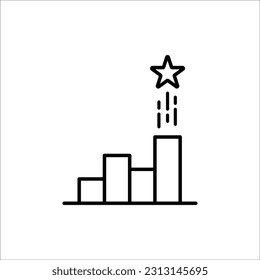 thin line black logo like simple star up. concept of company growth prediction or personal mission. flat linear trend modern minimal start up motivation logotype graphic art design isolated on white