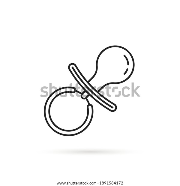 thin line black pacifier icon like baby toy. flat\
stroke style trend modern comforter or dummy logotype graphic\
simple art design element isolated on white. concept of thing to\
soothe a newborn baby