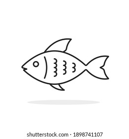 thin line black simple fish icon. thin lineart style trend modern logotype graphic art design element isolated on white background. concept of aquatic animal in water and minimal seafood label
