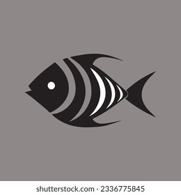 thin line black simple fish icon