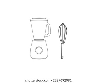 Thin line blender icon. Vector illustration isolated on a white background. Simple outline pictogram of blender. submersible blender and accessories. hand blender icon design vector template. eps 10 .