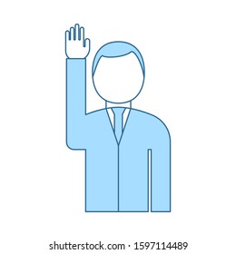 . Linha Fina Com Design De Preenchimento Azul. Ilustração de vetor.