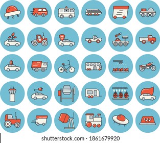 Juego de íconos de color azul claro - mezclador de hormigón vector plano, camioneta, tractor, máquina de rociar, eco-coches, eléctrico, piloto automático, camionaje, entrega rápida, ambulancia, resaca lunar, ufo, tren