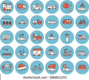 Juego de íconos de color azul claro - mezclador de hormigón vector plano, camioneta, tractor, máquina de rociar, eco-coches, eléctrico, piloto automático, camionaje, entrega rápida, ambulancia, resaca lunar, ufo, tren