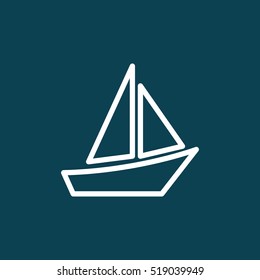 thin line boat icon on white background