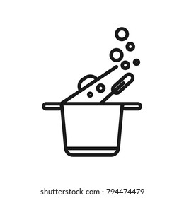 thin line boiling pan icon