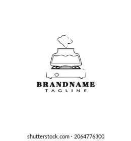 thin line boiling water logo cartoon icon design template black modern vector illustration