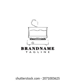 thin line boiling water logo cartoon icon design black modern isolated vector illustration